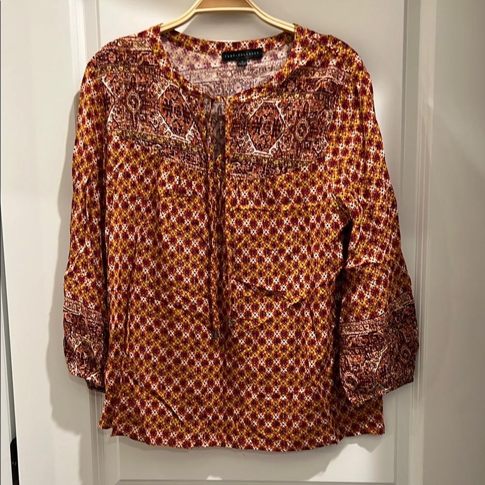 Jane & Delancey Orange Brown Relaxed Blouse
